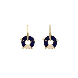 V Circle Navy Blue Earring