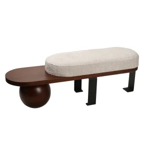 Cilia Walnut Wood and Metal Bench