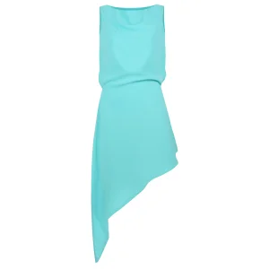 Asymmetric Backless Turquoise Dress