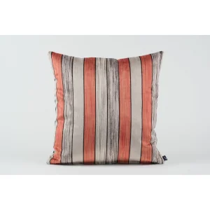 Orange Striped Velvet Cushion Cover