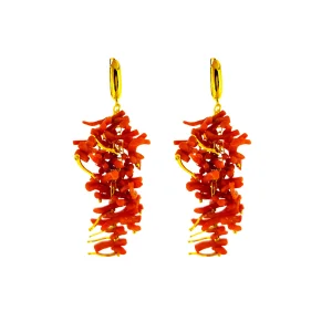 Branches of the Sea Red Coral Earrings