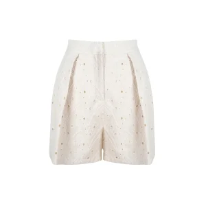 Kimmi Pleated Cream Shorts