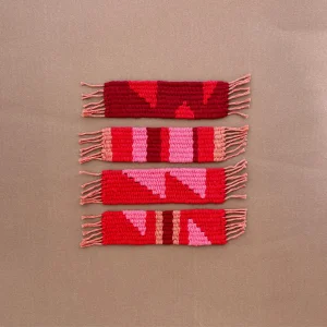 Handwoven Pink and Red Bookmark Set of 4