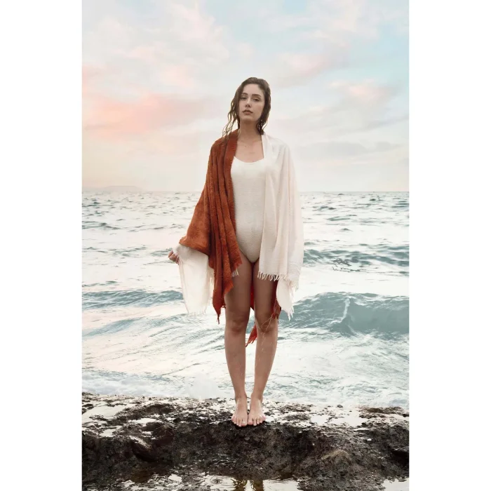 Solara 100% Cotton Beach Towel 80x170 Cm Coconut Cream - 2
