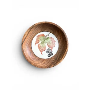Solid Walnut Hand-Painted Ceramic Detail Plate