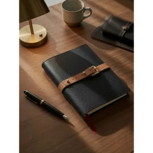 Premium Leather Siyah/Taba Notebook Cover