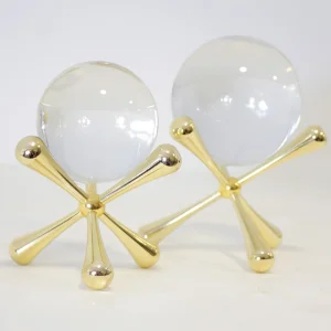 Gold Glass Sphere Modern Decorative Object Set of 2