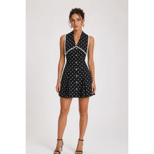 Aurel Polka Dot Lace Collar Mini Dress