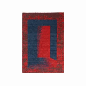 Zima Series Abstract Design Wool Red Loom Woven Rug