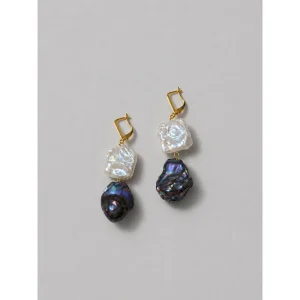 Sea Foam 22k Gold Plated Natural Baroque Pearl Earrings