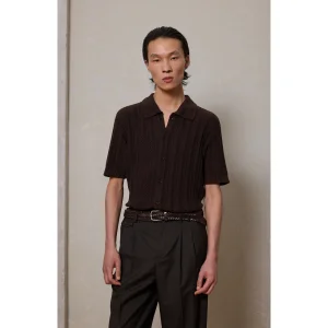 Hampton Dark Brown Knit Shirt-polo