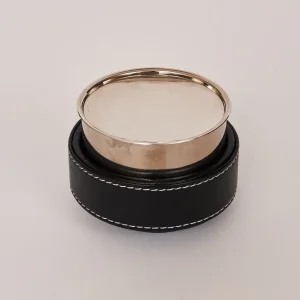 Luce Nichel Leather and Nickel Candle Holder