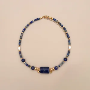 Lapis Lazuli & Pearl Natural Stone Necklace