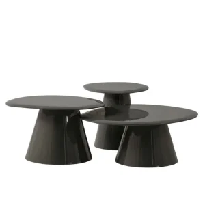 Mardan Dark Green Lacquer Wooden Triple Coffee Table Set