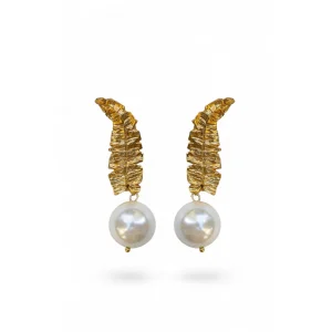 Palm Leaf & Mallorca Pearl Earrings