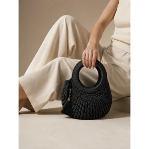 Eclissa Black Hand-Woven Bag
