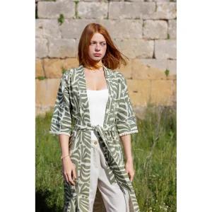 Botanical Totem Green Sage Kimono