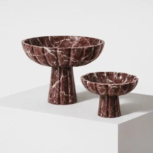 Rosso Levanto Marble Scallop Double Bowl Set