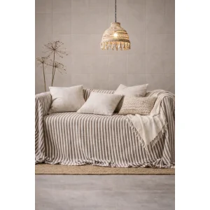 Traditional Striped Pink Weave Sofa Cover