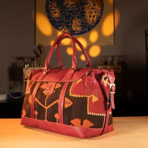 Handmade Boho Antique Kilim Weekender Duffel Bag