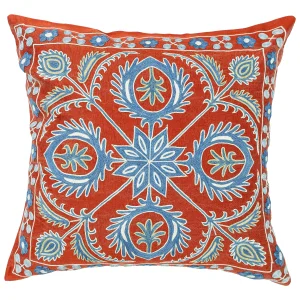 Silk Tanman Suzani Red Pillow