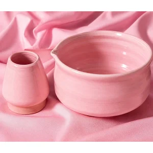 Handmade Pink Matcha Chawan & Whisk Holder Set