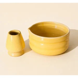 Handmade Ceramic Matcha Chawan and Whisk Holder Set