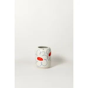 Floral Blue Tall Ceramic Cup