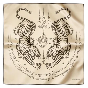 Sak Yant Silk Scarf Beige