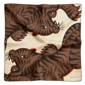 Brown and Beige Sak Yant Silk Scarf