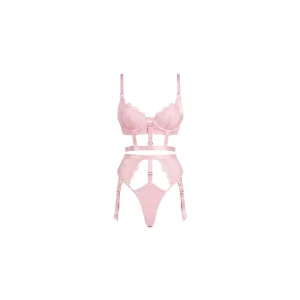Ardelis Strap Detailed Pembe Lace Garter Set
