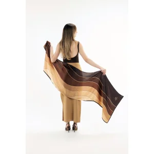 Serenity Brown Satin Silk Shawl