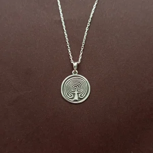 Labyrinth Talisman 925 Sterling Silver Necklace