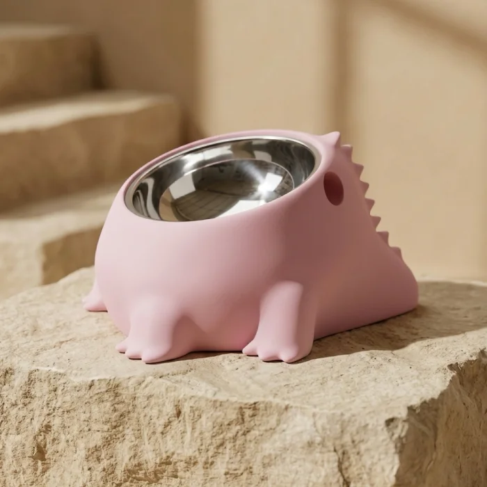 Dinobowl Ergonomic Pink Pet Bowl - 3