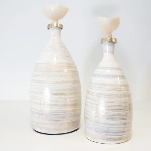 Marble Patterned Pearl Lid Luxury Decorative Vase Set