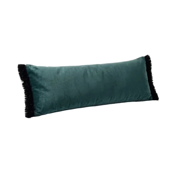 Velvet Petrol Green Fringed Cushion - 2