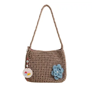 Crochet Flower Mink Shoulder Bag