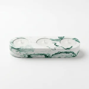 Triad Handmade 3-Piece Green Concrete Candle Holder