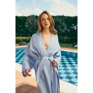 Natura 100% Linen Long Kimono Baby Blue