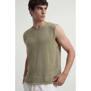Textured Sleeveless T-shirt - 3