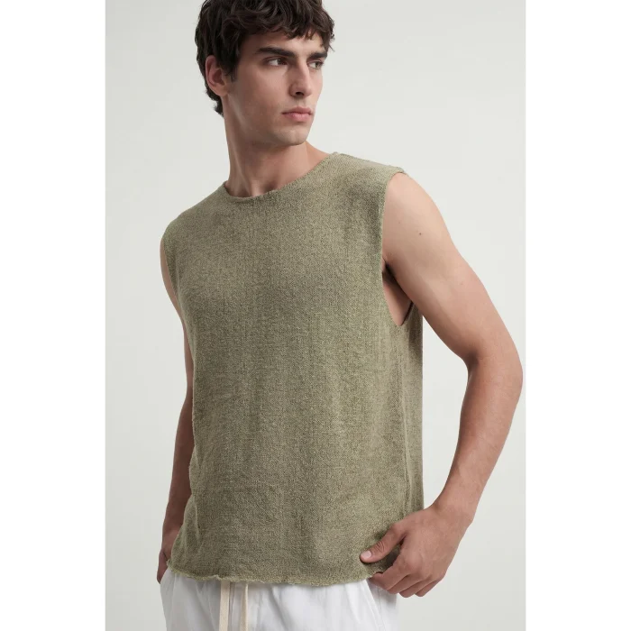 Textured Sleeveless T-shirt - 3