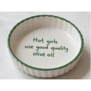 Hot Girls Use Good Quality Olive Oil Green Ceramic Plate
