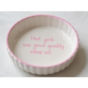 Hot Girls Use Good Quality Olive Oil Pink Ceramic Plate