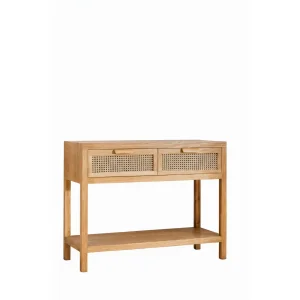 Lotta Rattan Detailed Larch Wood Console Table