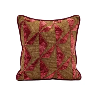 Geometric Patterned Bordo Jacquard Cushion