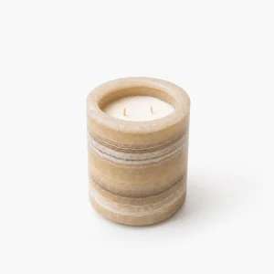 Onix Double Wick Natural Marble Cylinder Candle