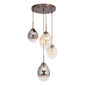 Avonni Av-1959-4et Antique Plated Modern Chandelier E14 Metal Glass H: 100 Cm, O: 35 Cm