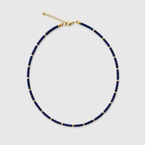 Noctis - Lapis Lazuli & Gold Hematite Minimal Necklace