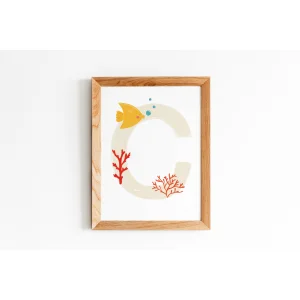 Sea Letter C Illustration Poster