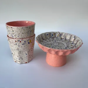 Timeless Hues Ceramic Cup and Footed Presentation Set of 3